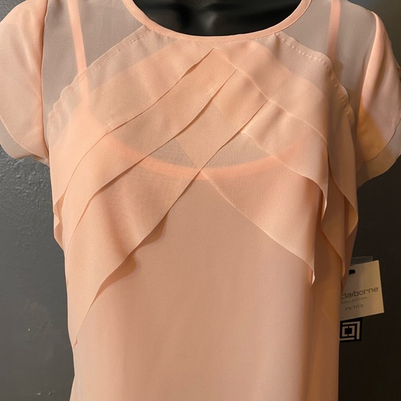 NWT LIZ CLAIBORNE Layered Peach Color Chiffon Blouse - Picture 13 of 15